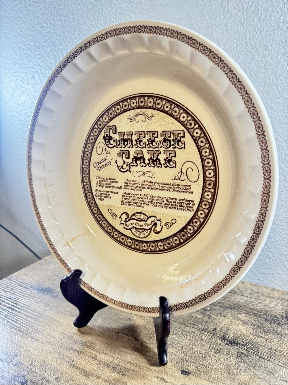 Vintage Royal China Jeannette Cheesecake Recipe Pie Plate - Made in USA